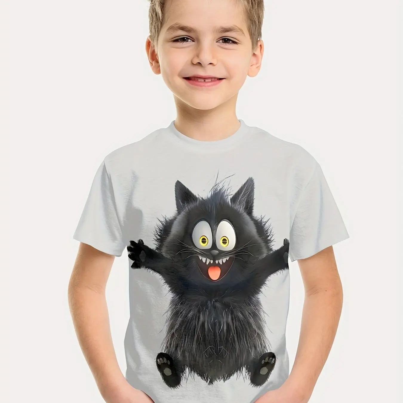 Camiseta 3D com estampa infantil, blusa casual de manga curta, camiseta criativa, roupas de verão, roupas de meninos e meninas