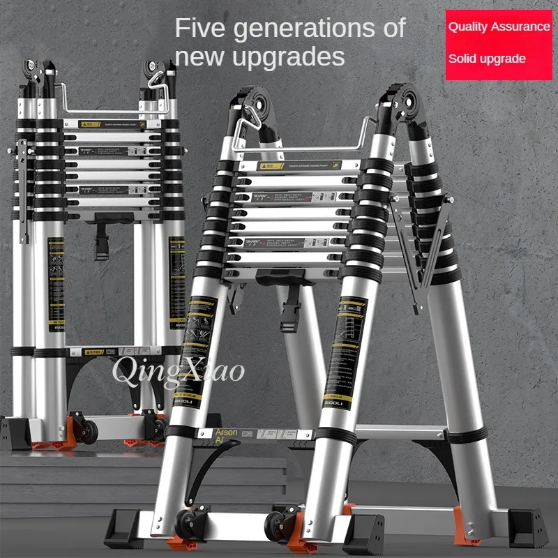 Multifunctional Aluminum Foldable Telescopic Step Ladder A Frame Extension Ladder For Household Use Safe Sturdy Portable
