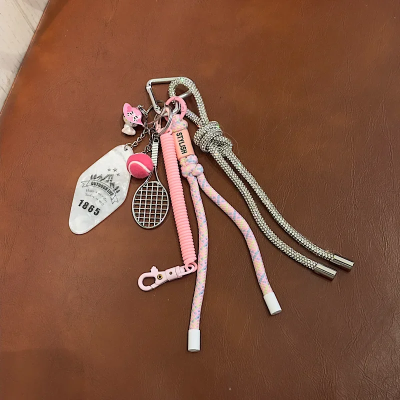 Fashionable Y2k Tennis Pendant Of Bag Charms Keychains Contrast Color Rope Lovers fashion Accessories Birthday Gift Wholesale