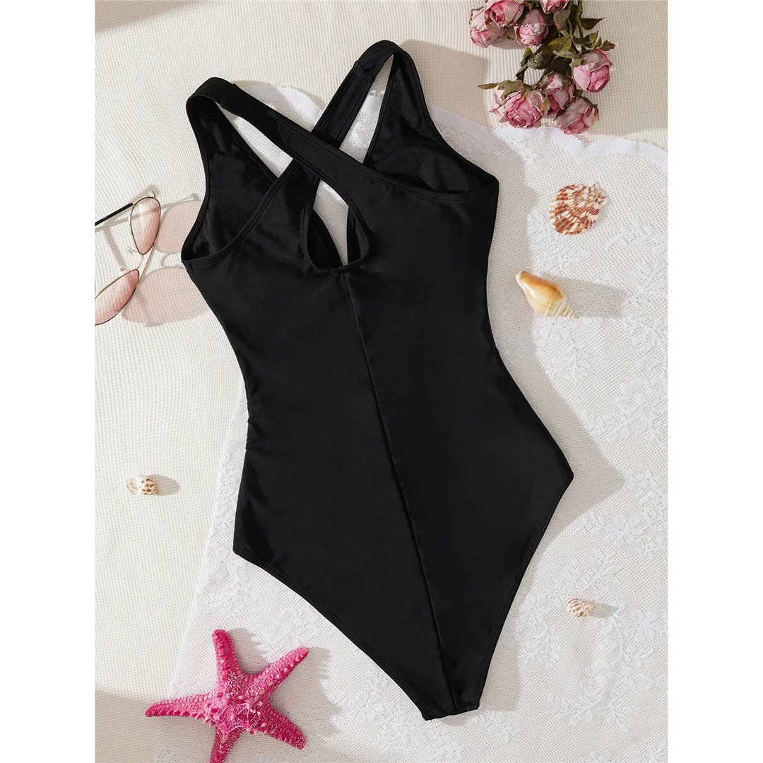 S - XL, V-Ausschnitt, überkreuzter Rücken, einteiliger Badeanzug, Damen-Badebekleidung, Damen-Monokini, gepolstert, hoher Beinausschnitt, Badeanzug, Badebekleidung, Modell V6860. – Detail 9