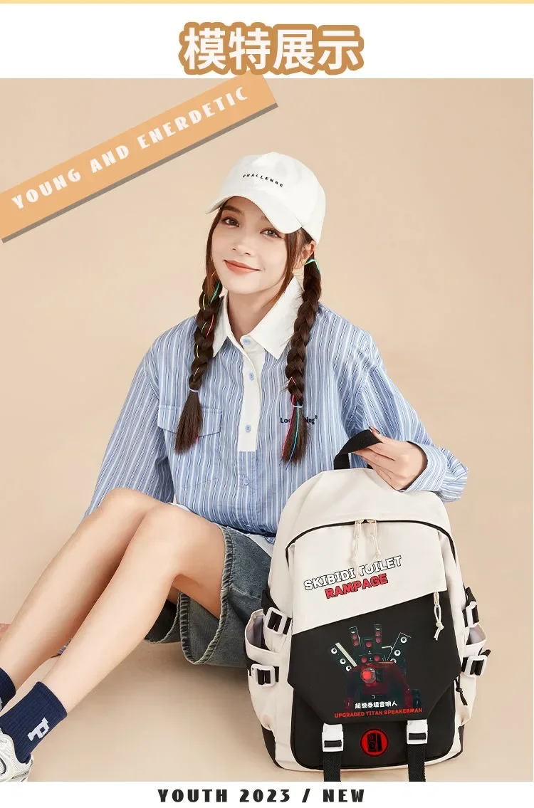 Negro Azul Verde, Toilete Skibidi, Mochilas escolares para estudiantes, niños y adolescentes, Mochilas de anime de gran capacidad para niñas y niños, regalo