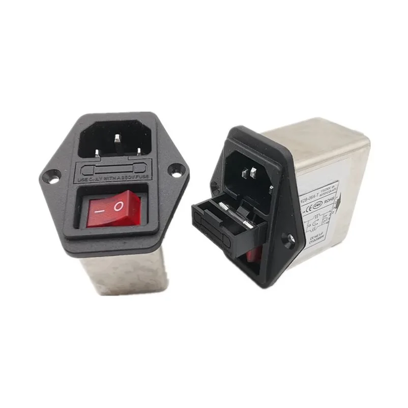 Socket EMI Power Filter CW2B-06A-T with Fuse Switch Indicator Light AC 220V 6A 10A in Stock