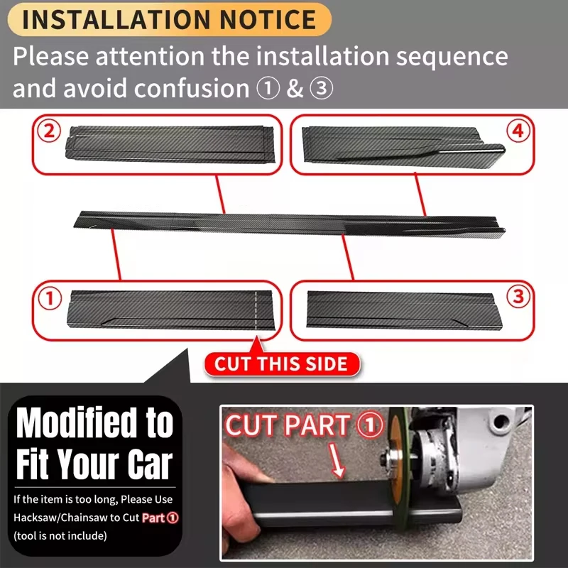 2m Sectional Side Skirt Extension Lips Side Spoiler, Car Exterior Modified Upgrade Kit For Toyota Corolla E210 2022-2026 2023 view 6