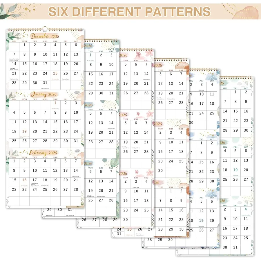 2026 تقويم الحائط 3 أشهر التقويم 2026 عمودي 3 أشهر تقويم الحائط 11 "× 26" ديسمبر 2025 يناير 2027 التقويم 2026 كبير