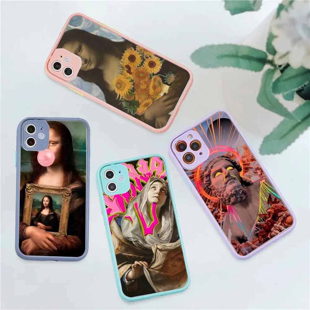 Great Art Aesthetic David Mona Lisa Clear Phone Case for iPhone 14 11 12 13 Mini Pro Max 8 7 Plus X XR XS MAX Translucent M