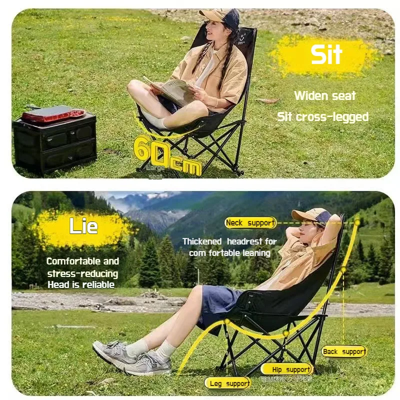 Multifunctional outdoor fishing chair Folding Camping Chair Beach Chair Durable Portable Folded Folding Chair Outdoor Moon Chair