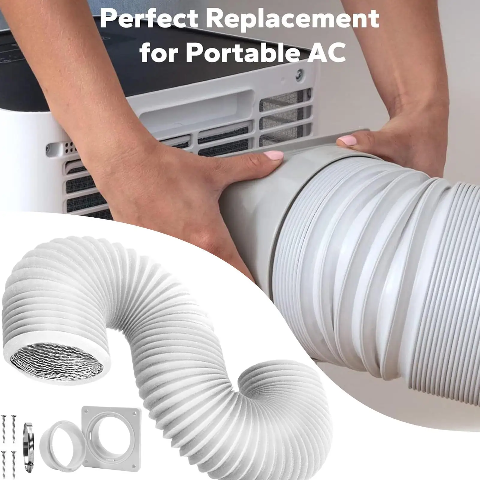 4 Inch Dryer Vent Kit Hose Aluminum Foil Air Ducting Flexible Exhaust Pipe Heating Cooling Wall Mount AC Connector Plate Kit