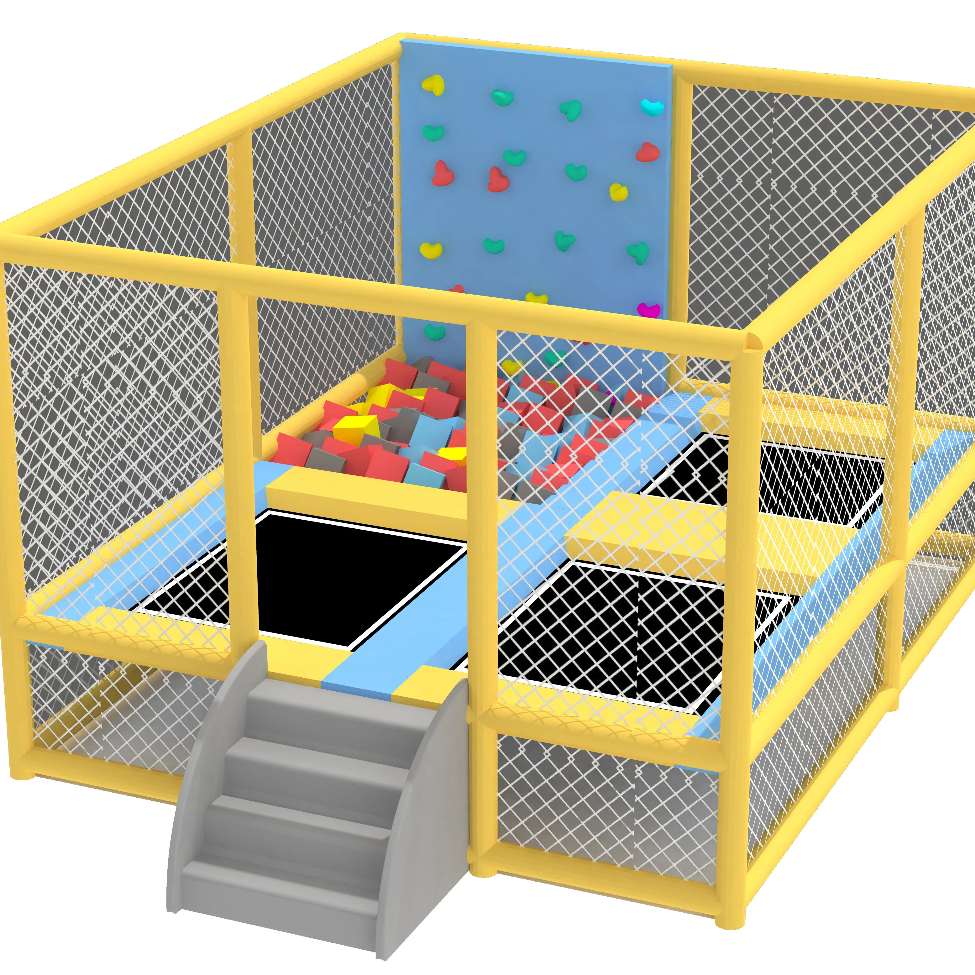 4.6 * 4.6 meters commercial indoor playground equipment foam pool trampoline park slide plastic soft game mountaineering school