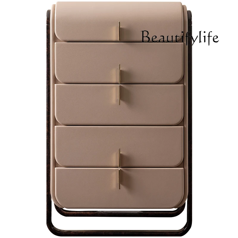 Italian Minimalist Leather Chest of Drawers Designer Model Light Luxury Bedroom High-End Drawer Locker