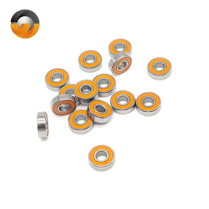 5Pcs 695RS Miniature Deep Groove Ball Bearing 5x13x4mm ABEC-7 Precision Orange Rubber Sealed 695‑2RS