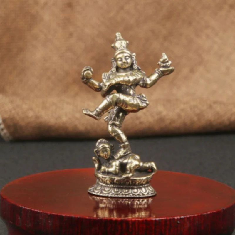 Vintage Brass Nepalese Tibetan Buddhist Four-Arm Chenrezig Figure Mini Statue- Desktop Ornament, Exquisite Feng Shui Collectible