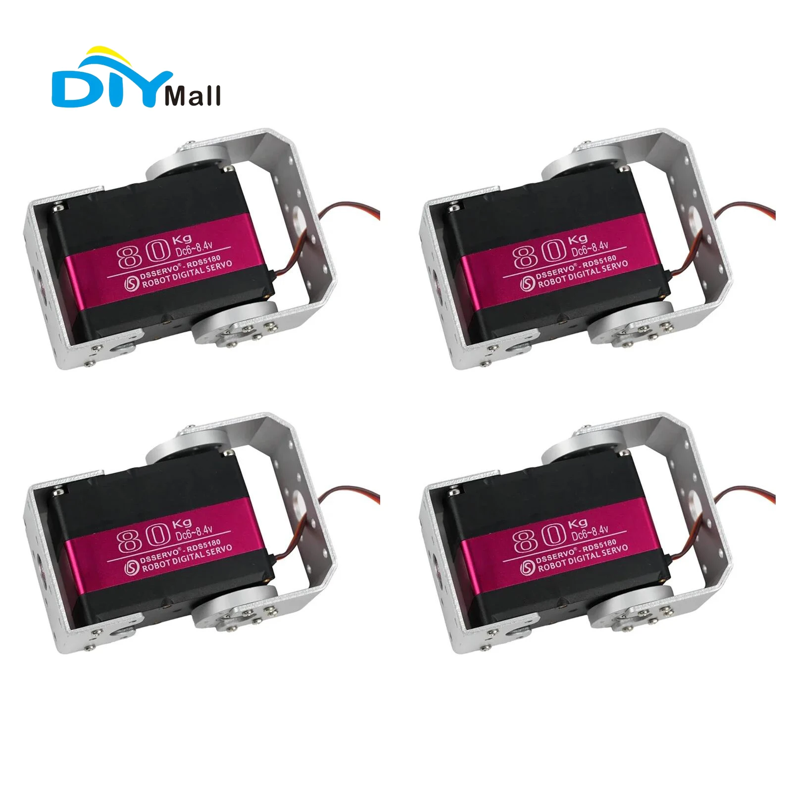 

4 Sets RDS5180 80KG Digital Metal Gear RC Servo Motor 180°/270° Wide Angle 7.4V High Torque for 1/5 Robot Car DIY