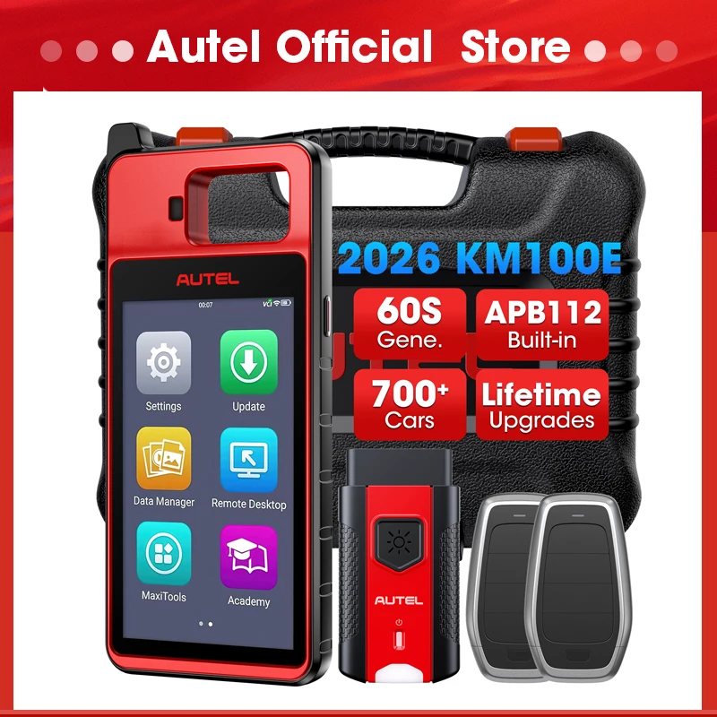 Autel Code Reader KM100E Diagnostic Programming Tool OBDII Scan Lifetime Free Updates Built in APB112 OBD Learning On 95% Car