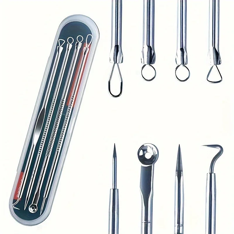 Kit d'outils extracteurs de points noirs et d'acné 4-en-1 – Nettoyant de pores et extracteur de comédons pour le soin de la peau du visage – Beauté pour femmes