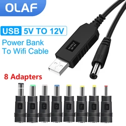 OLAF USB DC güç kablosu 5V 12V Boost dönüştürücü 8 adaptörleri USB DC Jack şarj kablosu için Wifi yönlendirici Mini Fan hoparlör