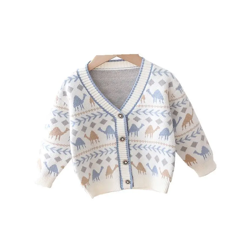 2023 Autumn Children Knitted Sweater Baby Boy Girl Cartoon Cardigans Outerwear Kids Clothes Casual Warm Toddler Clothing Свитер