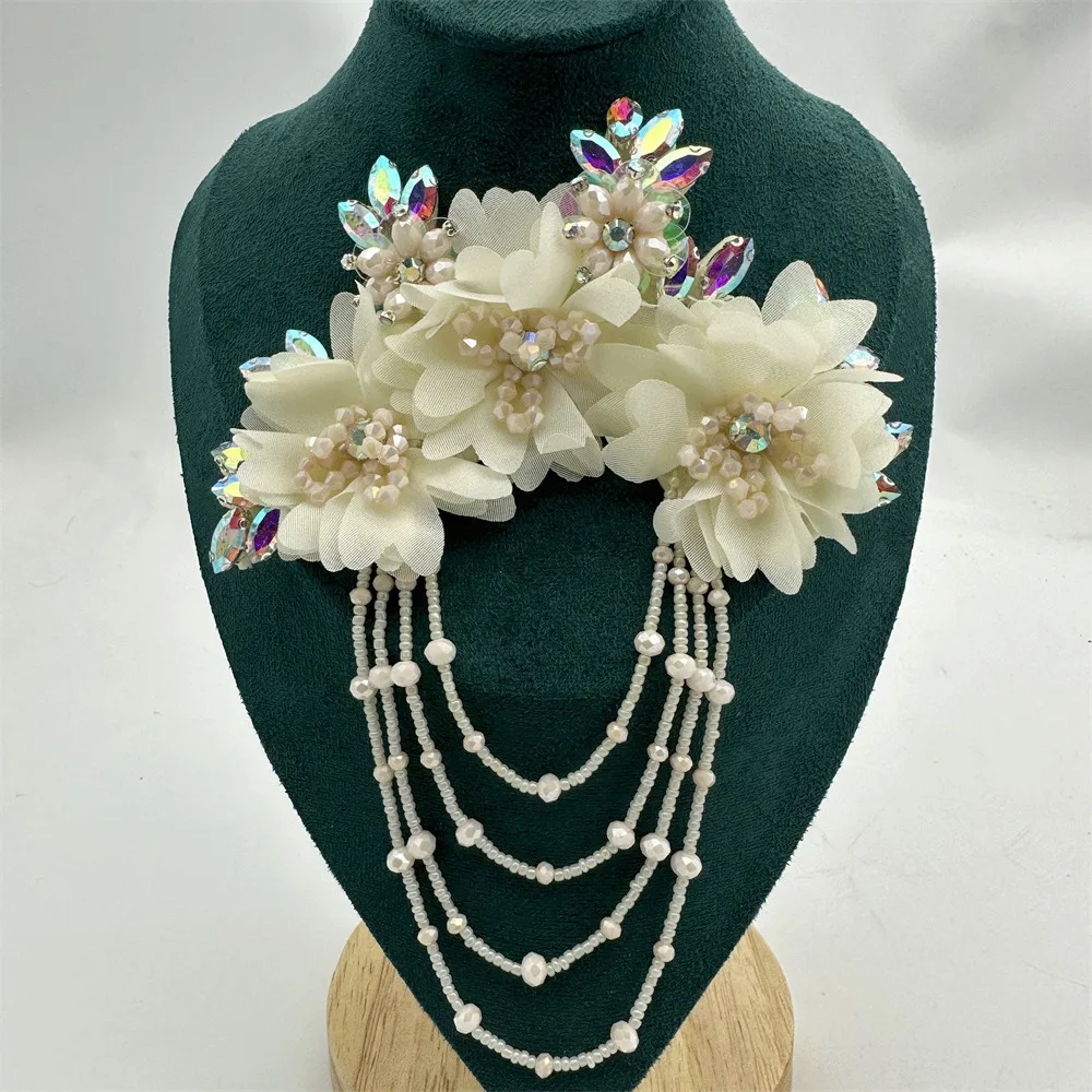 Fabric Flower with tassels For Wedding accessories sewing christmas materials for DIY