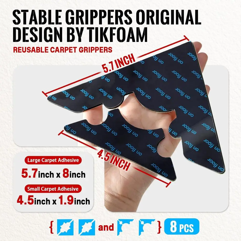 Non Slip Grippers, Reusable Rug Tape, No Damaging to Floor, Carpet Stickers or Hardwood Land Tiles, Strong Hold Carpet Gripper f view 2