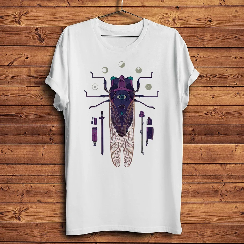 Cicadidae cicada summer Harbinger symbol Funny artistic TShirt Men Homme Daily Casual Short sleeve T Shirt Unisex Breathable Tee