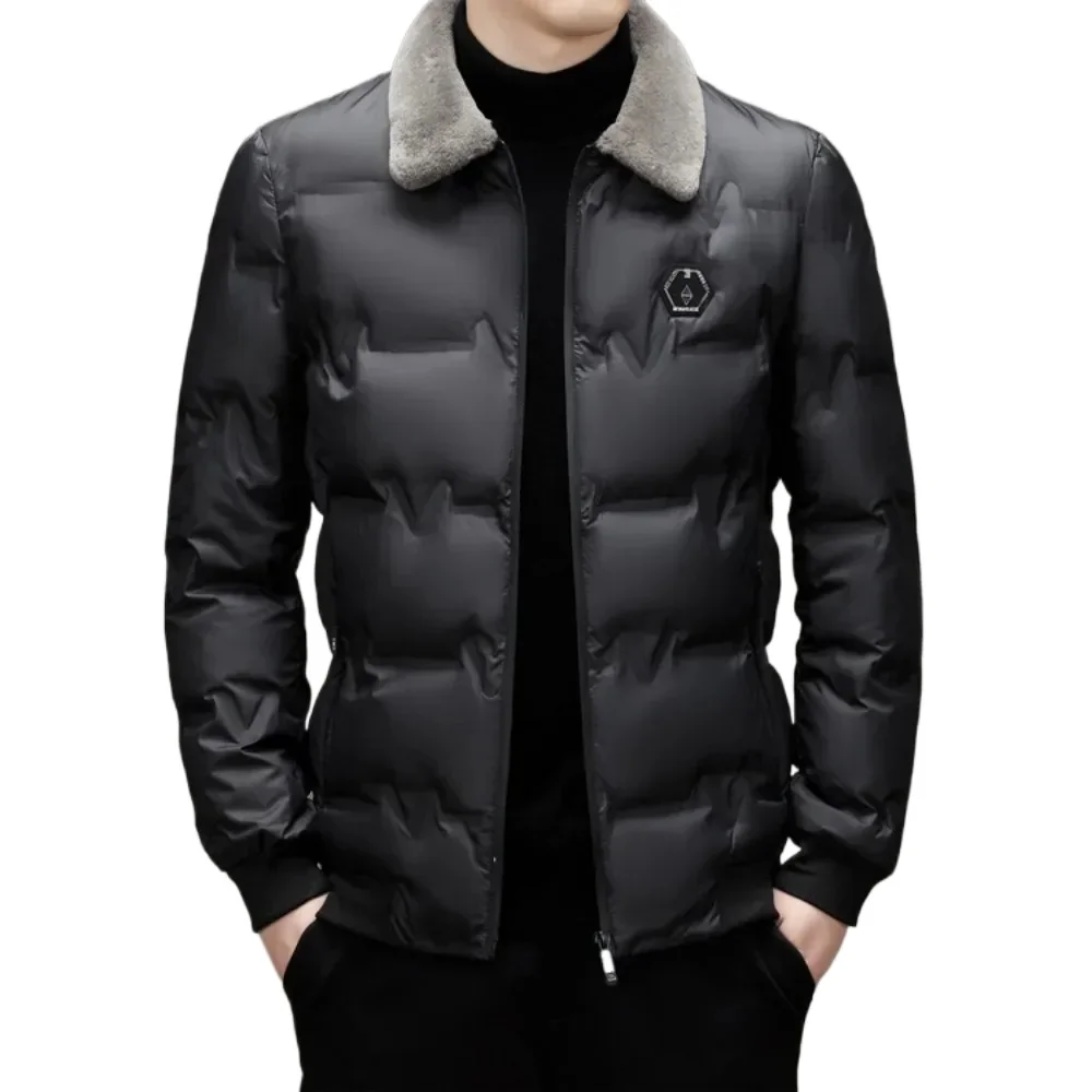 Men's Thickened Cotton Jacket Velvet Collar Short Cotton Jacket  Warm Design Parkas Coats