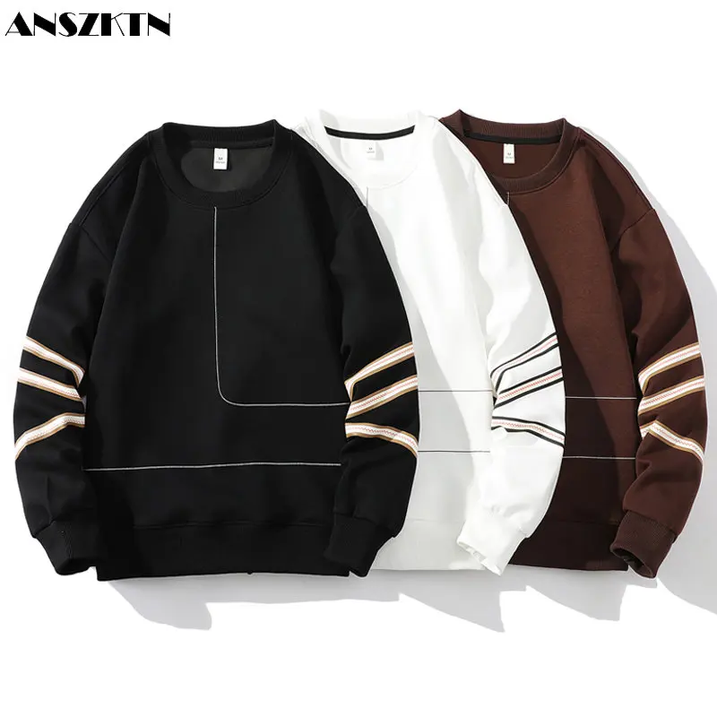 

ANSZKTN The fall trend of men's crewneck primer simple printed long sleeve hoodie