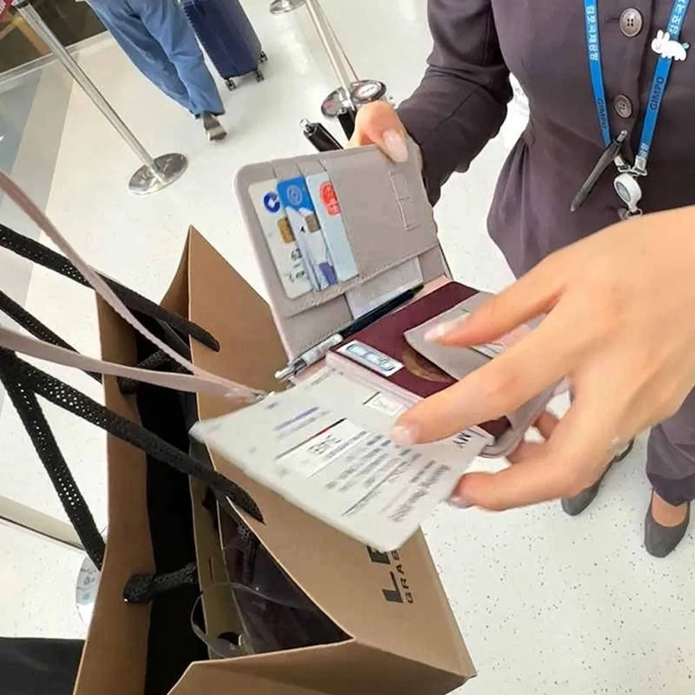 

Портативный держатель для карт из искусственной кожи с бантом, сумка для паспорта, кошелек, милый зажим для паспорта, держатель для билетов в самолете, сумка для хранения карт, женская