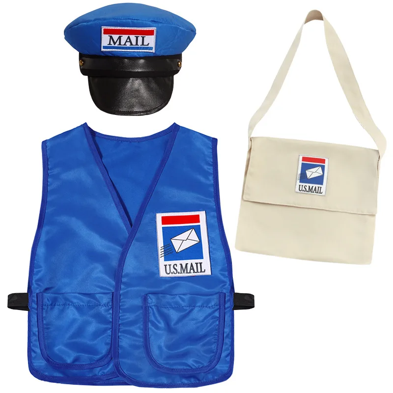 Toddler Mr. Postman Costume Boy's Blue America Mailman Costume for Kids Mail Carrier Uniform