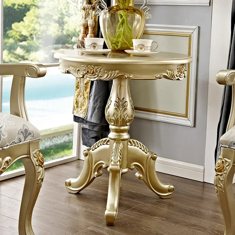 European-style fabric dining chairs, noble gold solid wood carved study chairs, restaurant and hotel backrests, leisure table an