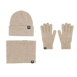 Erkekler kadınlar kış sıcak yün şapka eşarp eldiven üç parçalı Set rüzgar geçirmez örme şapka üç parçalı Set Gorro Mujer Invierno eşarp