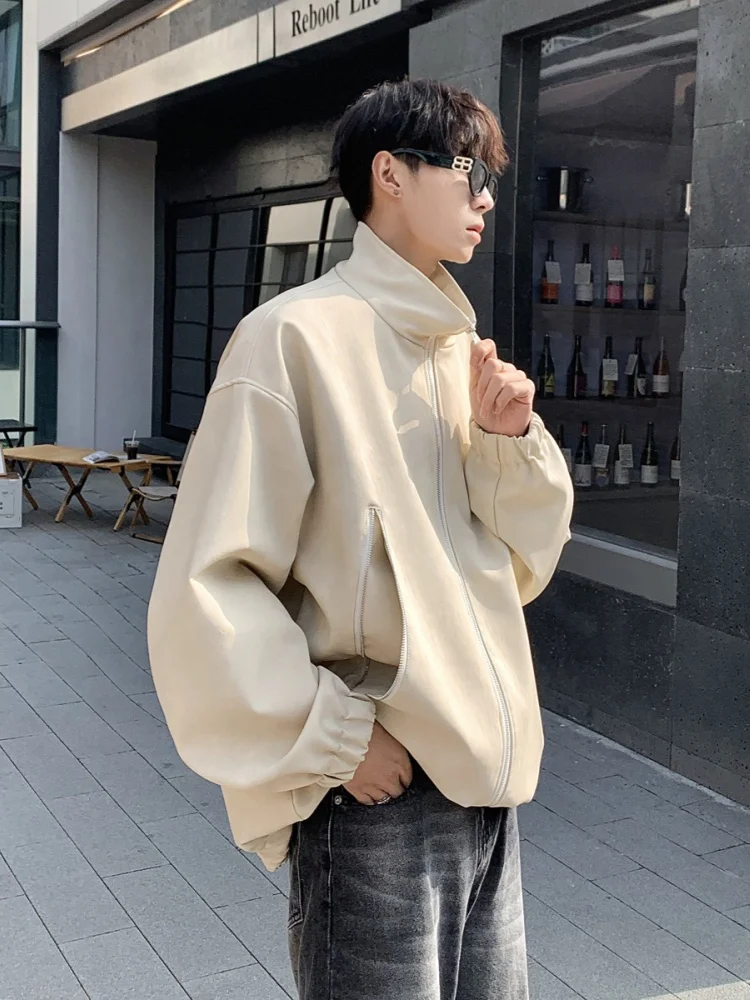 

Men's Spring Autumn PU Leather Jaet Sli Retro American Motorcycle Clothes Outerwear Cool Trendy Street Sle Top