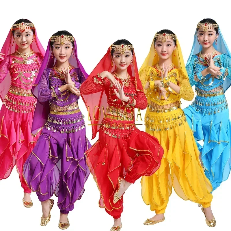 New Arrival Belly Dance Costume for Kids Professional Indian Dance Clothing Set  for Competition