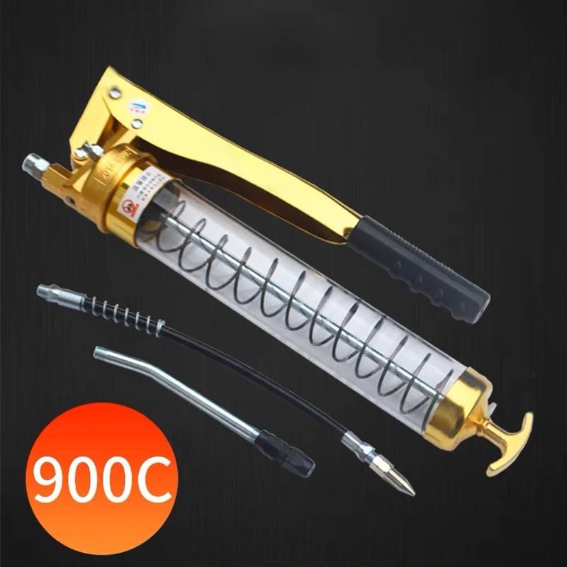 900CC Transparent Large Piston Double Pressure Rod Butter Gun Gold Paint Transparent Barrel Body Double Piston More Labor-Saving