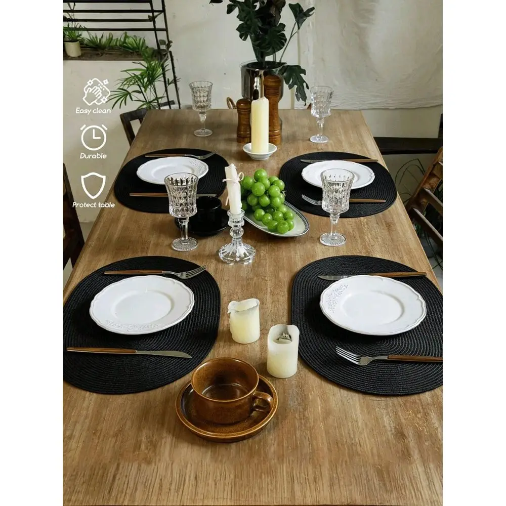 Inch Oval Woven Placemats, Plastic Material, Washable, Heat Resistant, Suitable For Coasters, Vase Mats, Suitable For Wedding,