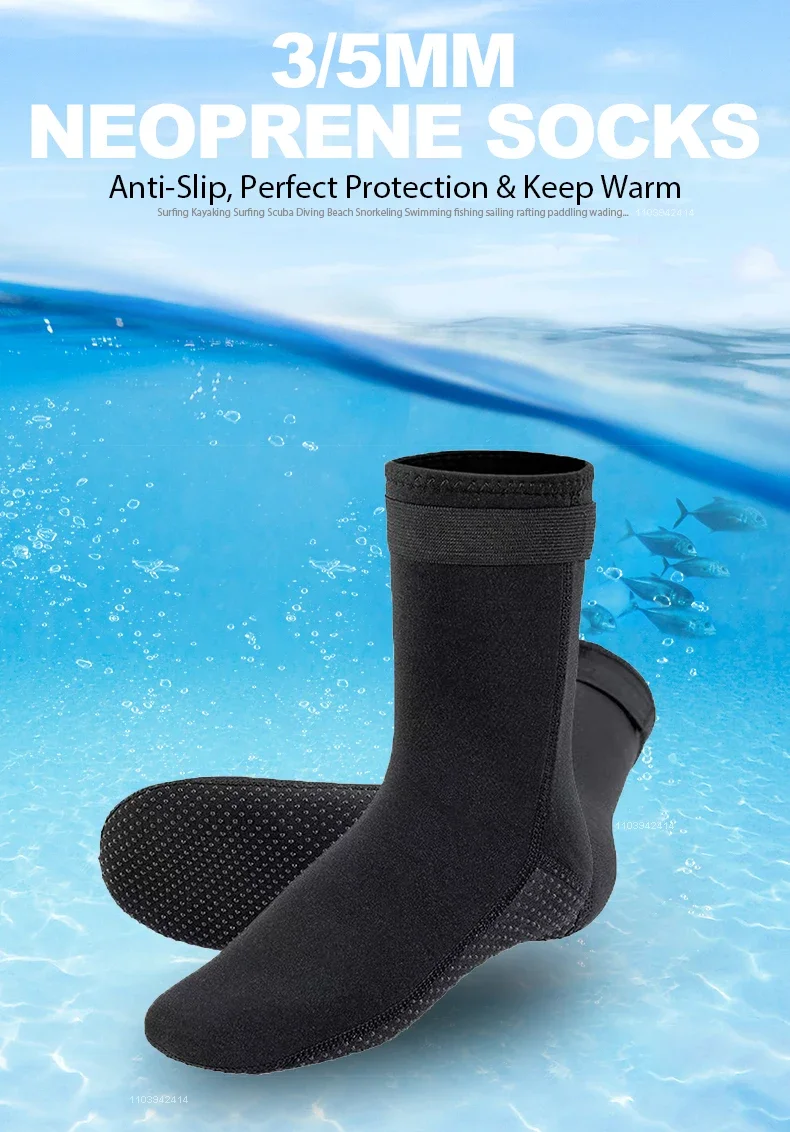 5mm Tauchsocken, 3mm Neopren-Neoprenanzug-Wassersocken, Surf-Strandstiefel, rutschfeste Schwimmflossen, sanddichte, warme Socken für Eisbäder – Detail 2