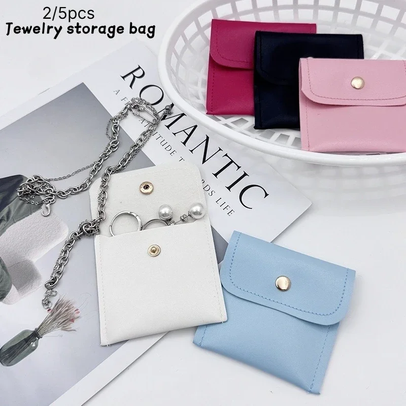 2/5pcs Jewelry storage bag snap bag gift bag necklace ring packaging bag flip bag protective bag data cable earphone bag.