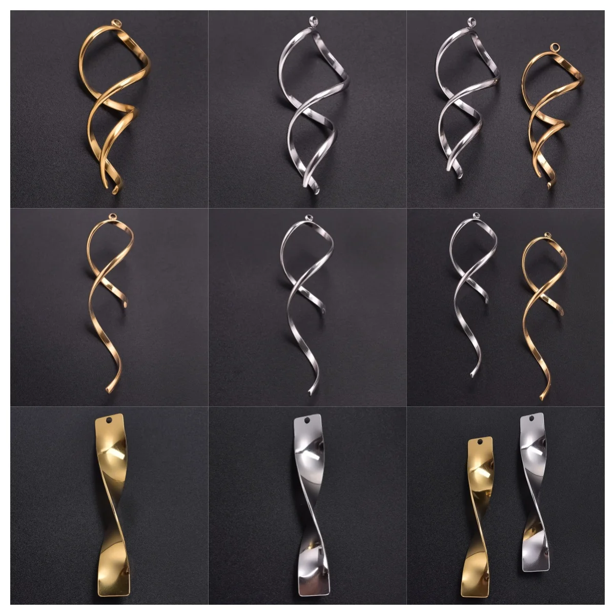 16pcs Stainless Steel Creative Shaped Pendant Luster Charm High-Quality Jewelry Handmade Diy Women Earrings Keychain Accessories