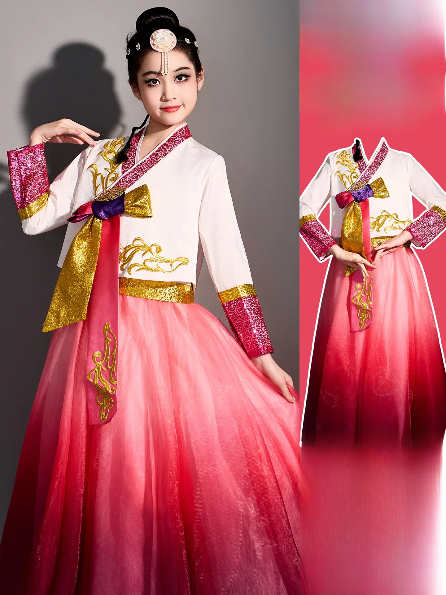 

Princ Skirt Children's Dance Performance Costume National Minori Clothing Korean Sle Girls' Dr Online Exclusive Pol...
