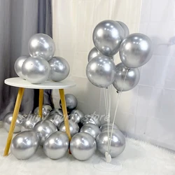 20/50/100 szt. Metaliczne balony Metal chromowany srebrny imprezowe balony dekoracja ślubna Baby Shower wystrój nowego roku Globos