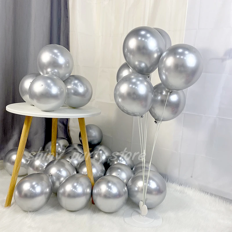 20/50/100szt Balony metaliczne Metalowe chromowane srebrnoszare Balony na imprezę Baby Shower Dekoracja ślubna Dekoracja noworoczna Globos