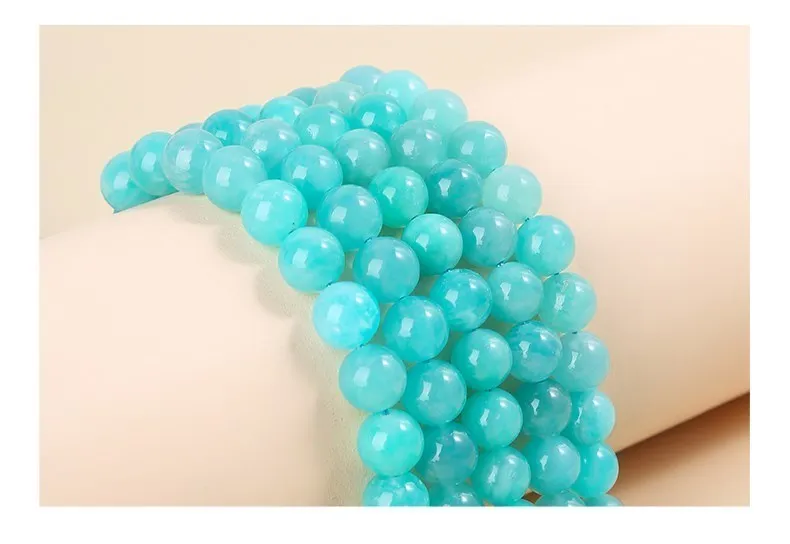 Natürliche Klar Ice Amazonit Edelsteine Perlen Runde Lose Stein Perlen Für Schmuck Machen DIY Armband Halskette Zubehör Erkenntnisse 15" – Detail 4