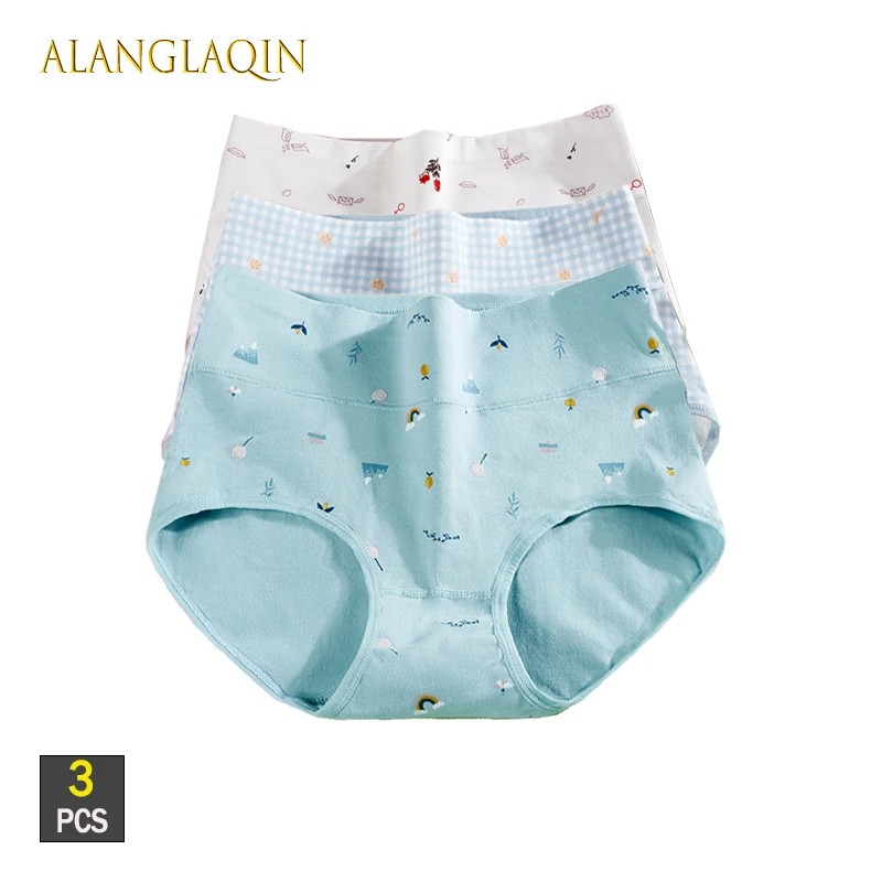 High Waist 3Pcs/Set Cotton Panties Women Body Shaper Fashion Briefs Plus Size L-2XL Underwear Breathable Comfort Female Lingerie