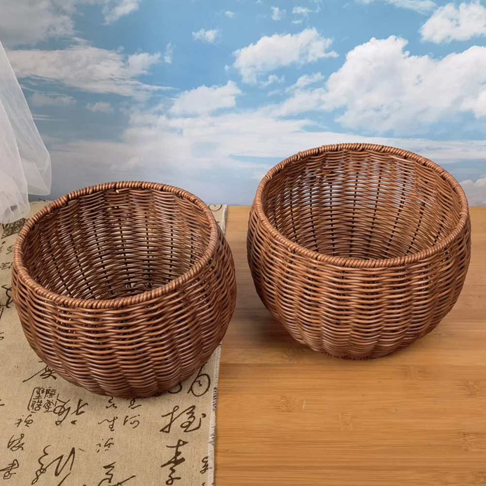 

Large Capacity Imitation Woven Storage Basket Multi-Compartment Desktop Organizer Snack Storage Sundries Basket Decorative Home