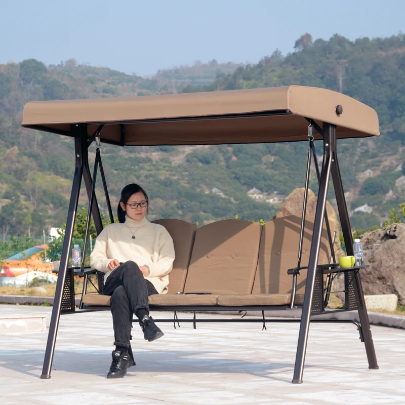 

Wholesale Large Terrace Swing with 3 Canvas Cushions and Sunshade for Outdoor Garden Patio Courtyard Park and Home Pergola