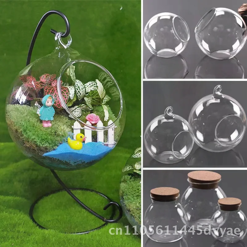 

Ecological Bottle Glass Micro Landscape Fleshy Plant Hydroponic Flower Pot Fish Tank Transparent Hanging Slant Design Handmade