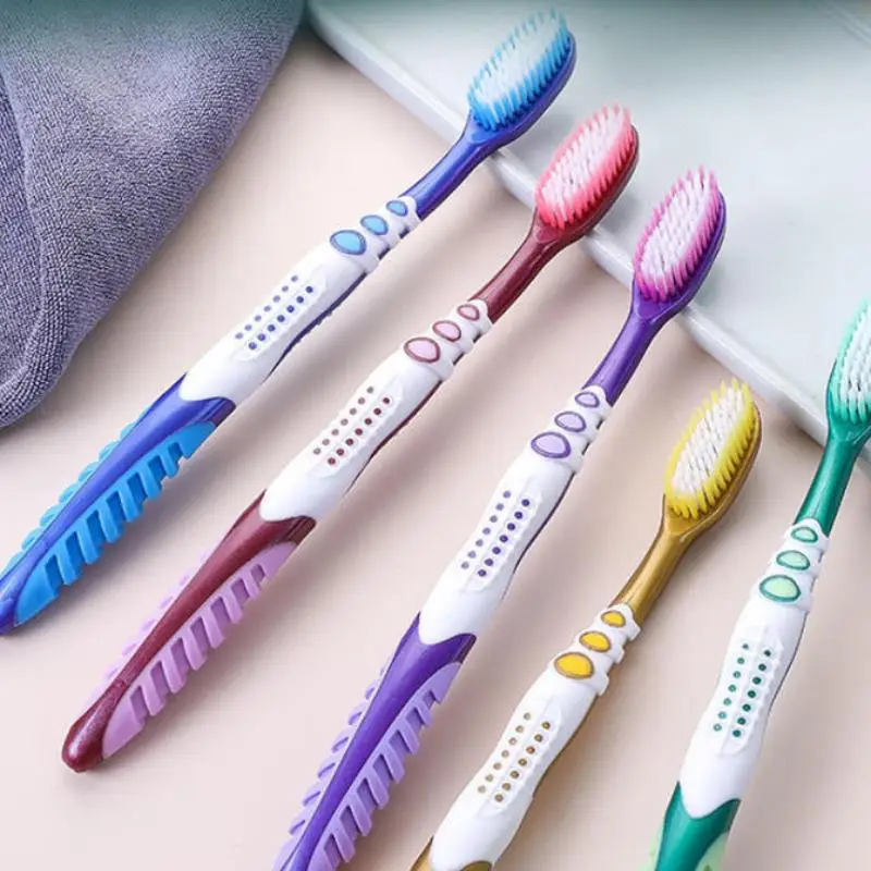 Manual Toothbrushes 5 Pack Medium Hard Bristles Non-Slip Ergonomic Grip for Travel & Daily Oral Use