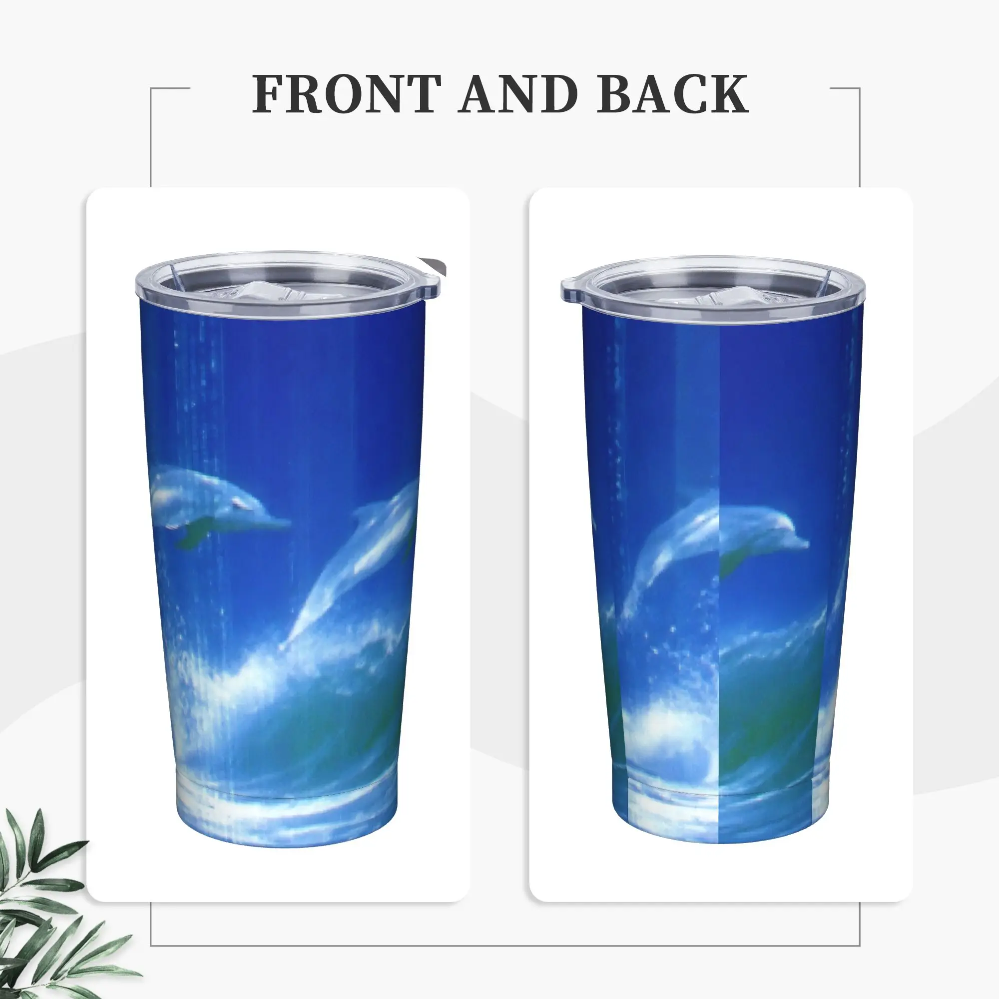 Pixelated Dolphins Frutiger Aero Insulated Tumbler with Straws Lid  Stainless Steel Thermal Mug Outdoor Car Bottle Cups, 20oz