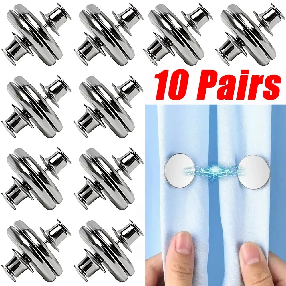 10/1Pairs Curtain Magnetic Buckle Nail Free Button for Room Window Curtain Close Tie Magnet Buckle Adjustment Detachable Button