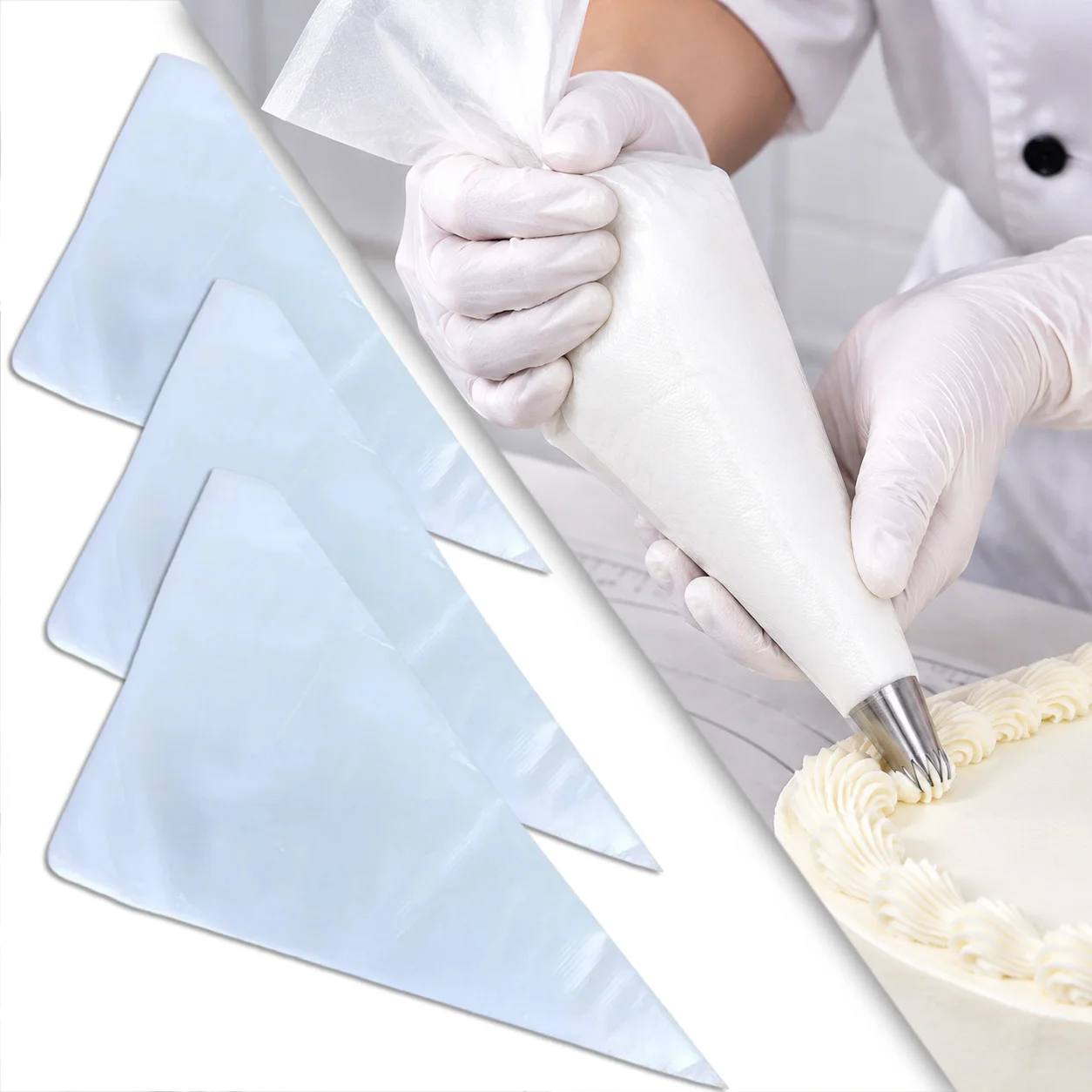 20Pcs Disposable Piping Bags Small Medium Large Plastic Icing Pastry Bags Thickened Leak-Proof Baking Supplies for Cake TMZ
