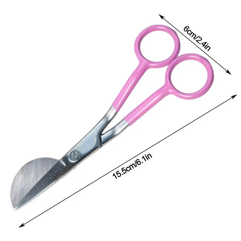 Duckbill Scissors com alça angular, Applique Scissors, Edge Shaped Paddle, Ergonomicamente Projetado