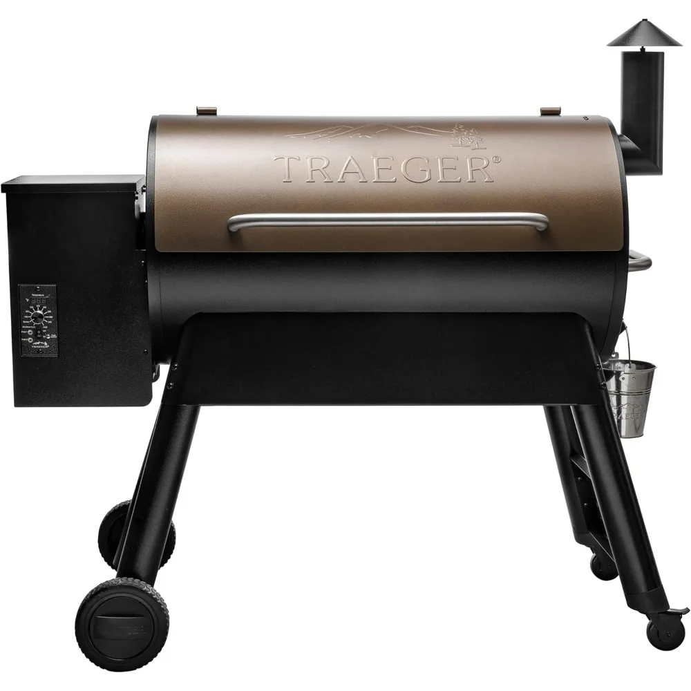 Parrilla y ahumadora de pellets de madera Traeger Pro 34 en bronce con 884 pies cuadrados. En. Área de cocción y máx. 450 ° Temperatura F